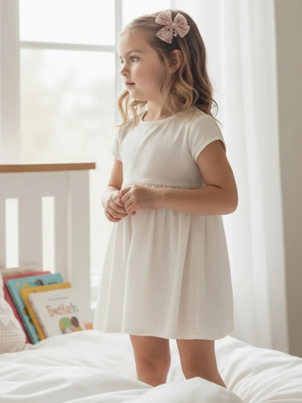 Dusty Rose Lace Bow Hair Clips - Set of 2 - Picture 5 of 12